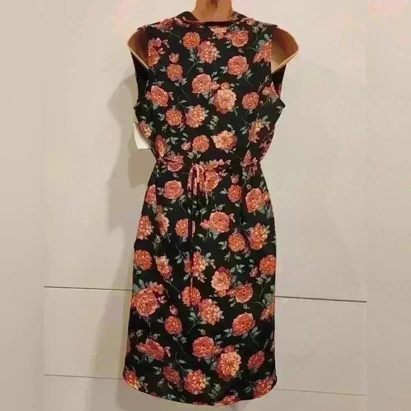 Women's Collective Concepts Black Floral Wrap Dress Sz M $88 - Picture 2 of 11